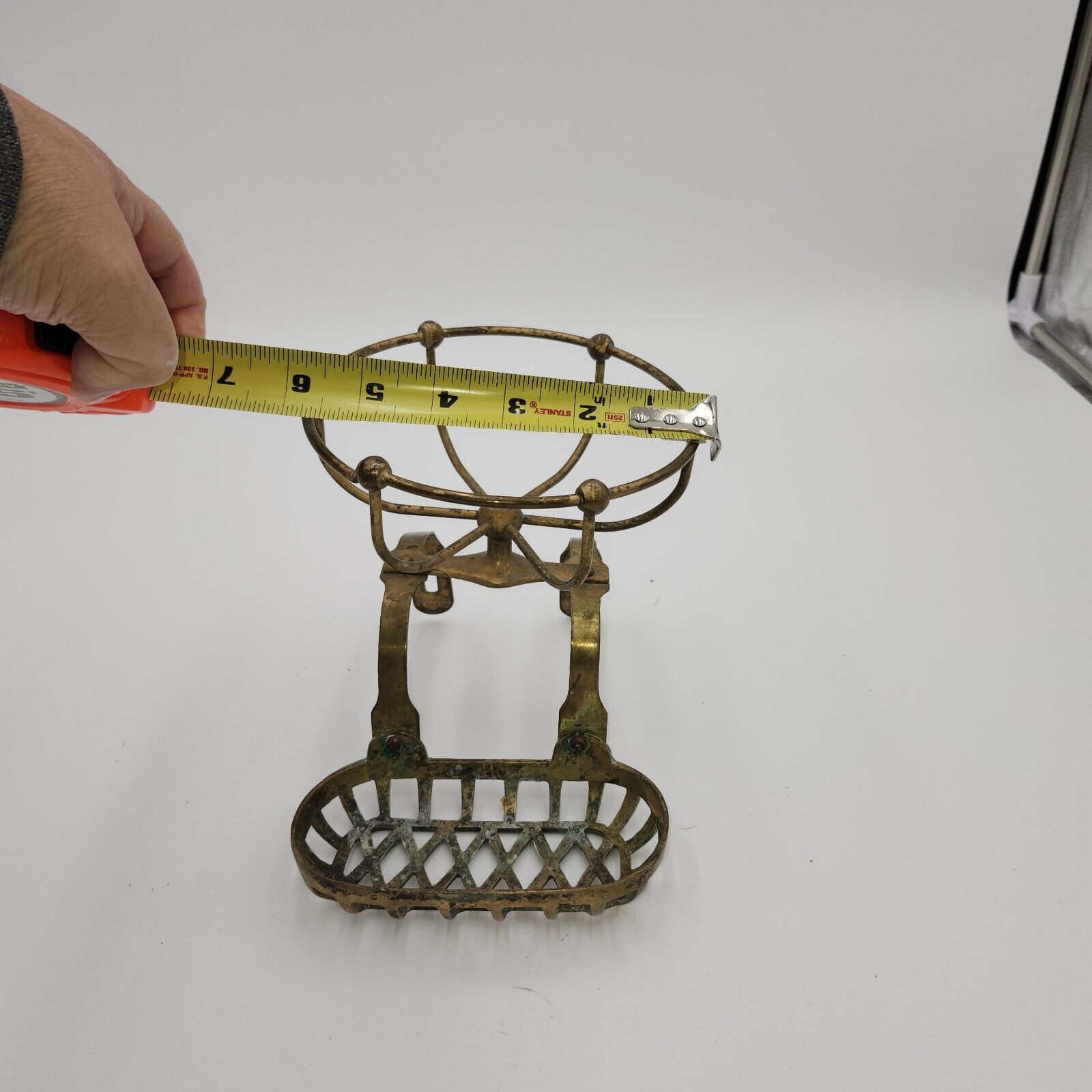 Antique Brass Victorian Clawfoot Tub Soap Holder Sponge Caddy Vintage Bathroom