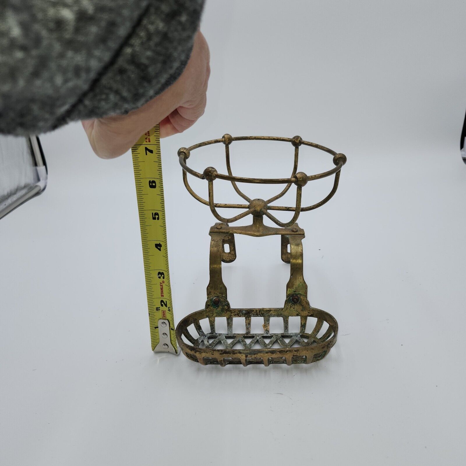 Antique Brass Victorian Clawfoot Tub Soap Holder Sponge Caddy Vintage Bathroom