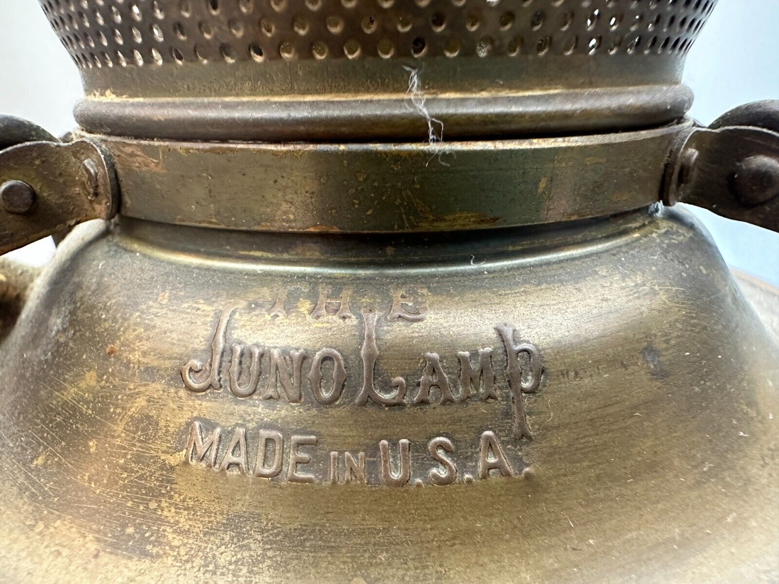 Antique The Juno Lamp No. 30 J. Juno Parlor 21" Lamp Shade Chimney Electrified
