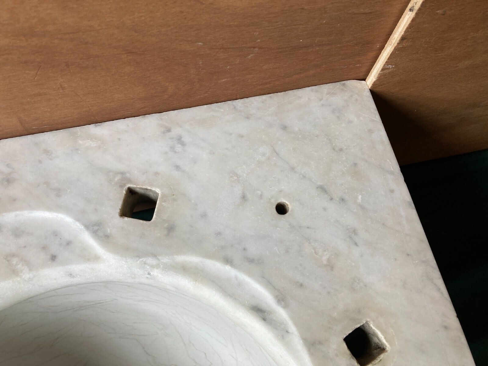 Antique 28" Marble Corner Sink Old Lavatory Vtg Bathroom 198-24E