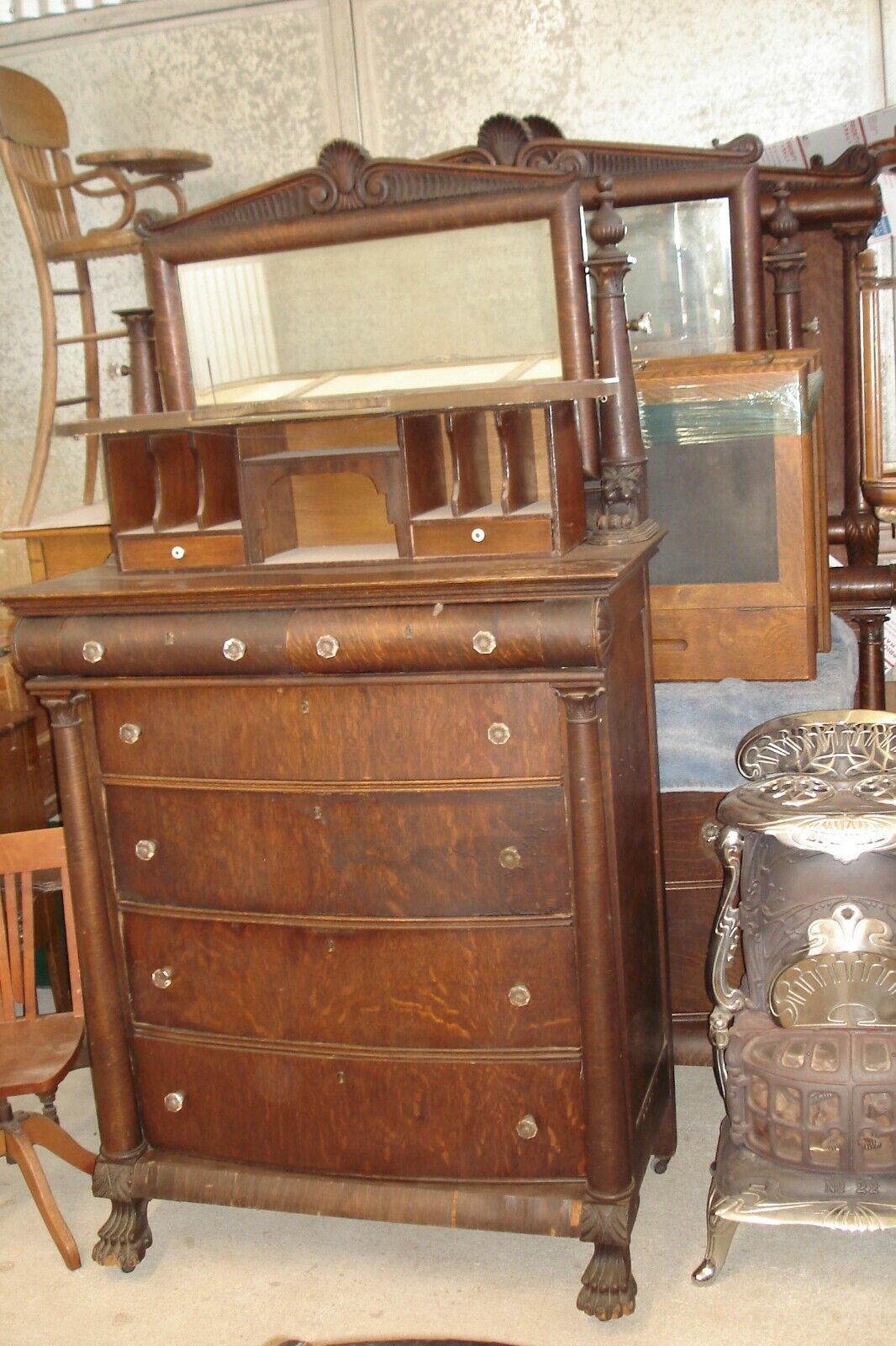 Antique 'Golden Oak Era' Three Piece Victorian Bedroom Set