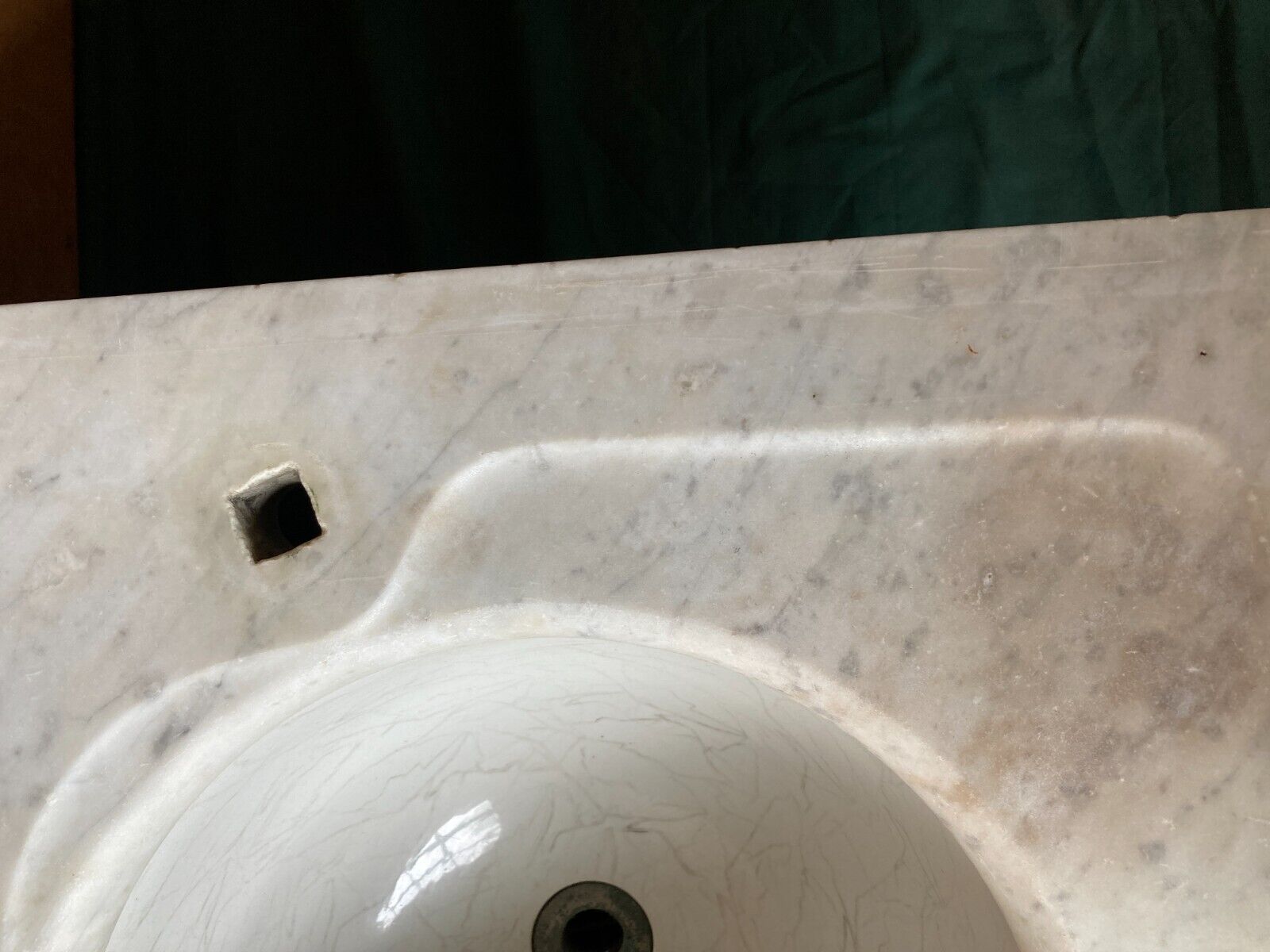 Antique 28" Marble Corner Sink Old Lavatory Vtg Bathroom 198-24E