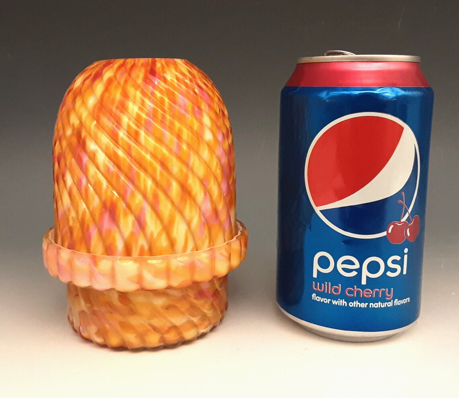 Antique Victorian Art Glass CLARKE ZEBRA SWIRL Cased Candle Holder Fairy Lamp