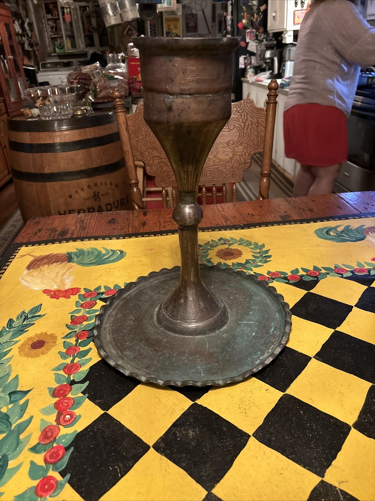 COPPER 18TH CENTURY BUTTER FAT GREASE LARD LAMP 14” Tall Hand Made Solid Copper