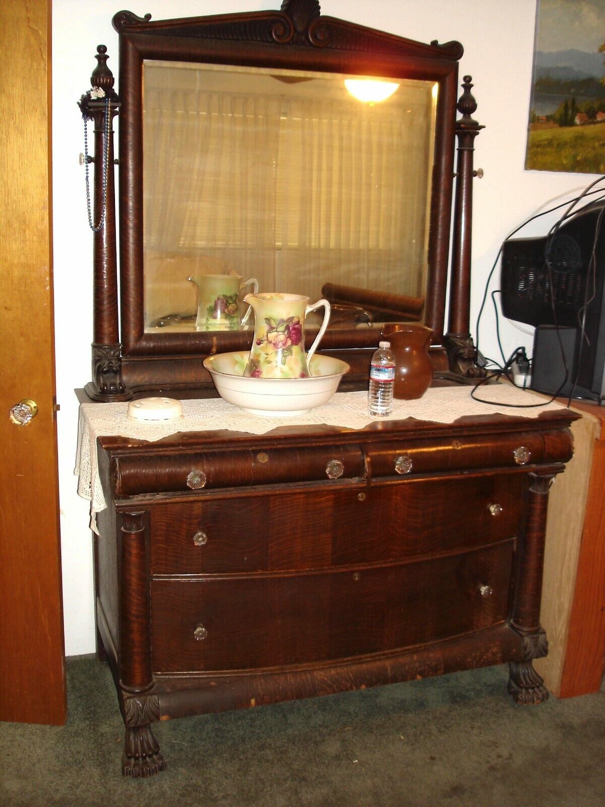 Antique 'Golden Oak Era' Three Piece Victorian Bedroom Set