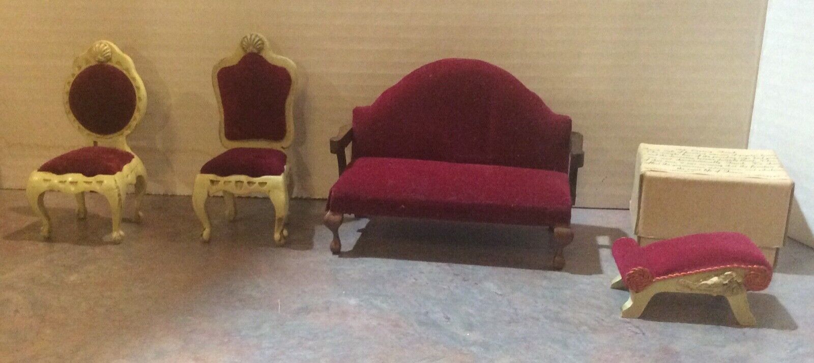 SONIA MESSER + BLOCK HOUSE Dollhouse 18th Century French Red Velvet Furniture