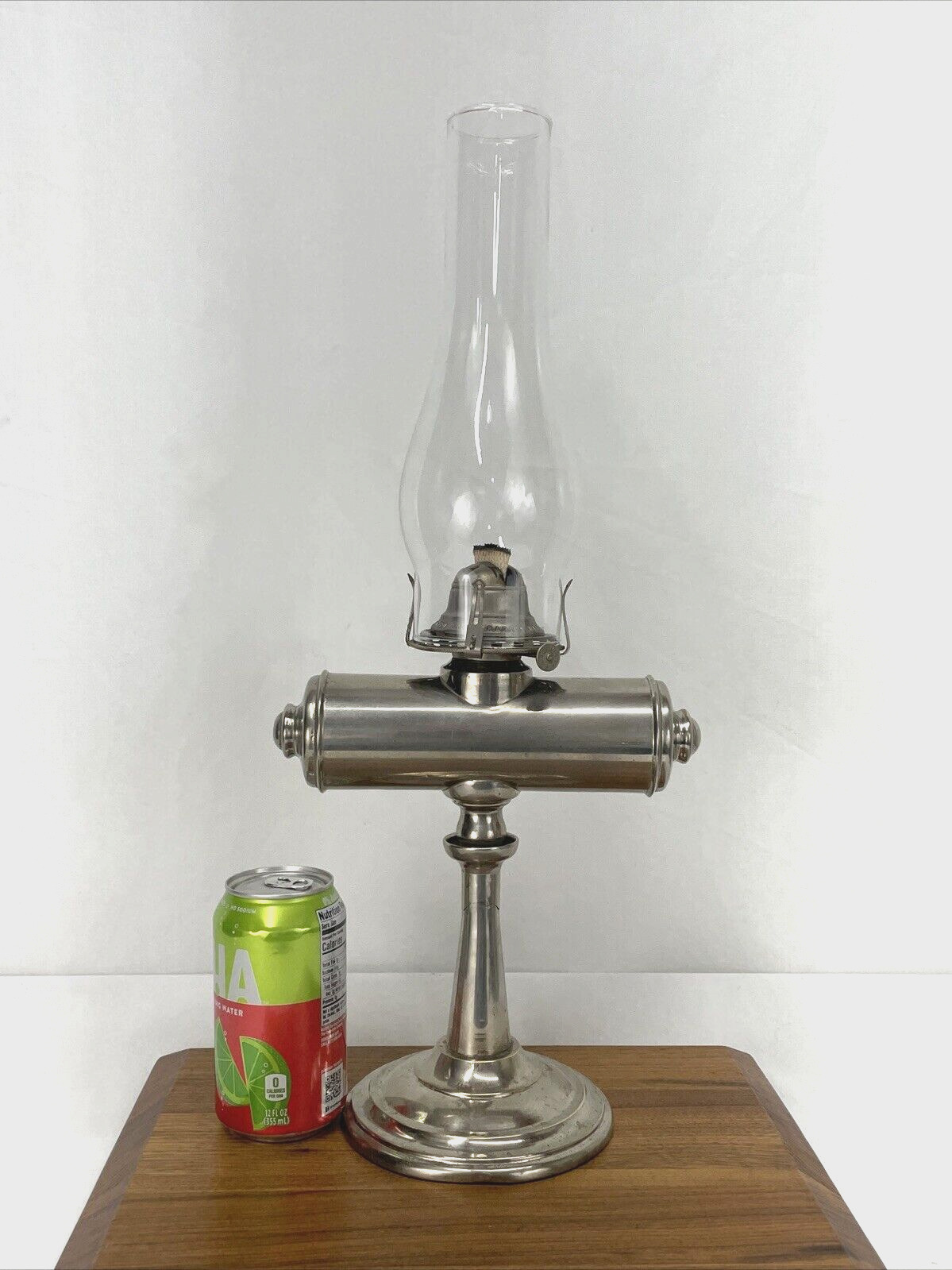 Antique 1879 WALL OR TABLE Oil Lamp Victorian Art Deco Lincoln Log Nickel Vtg