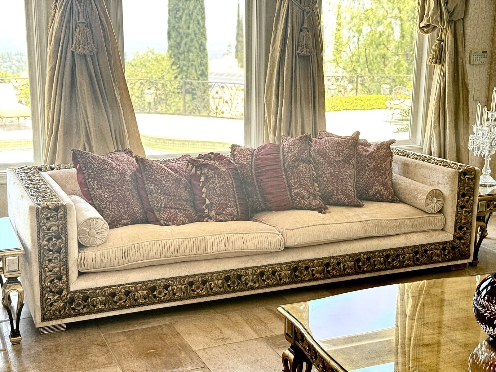 🦚 HiEnd 18th Century Rococo Style Italian Lush Velvet Hand Crafted Sofa Couch