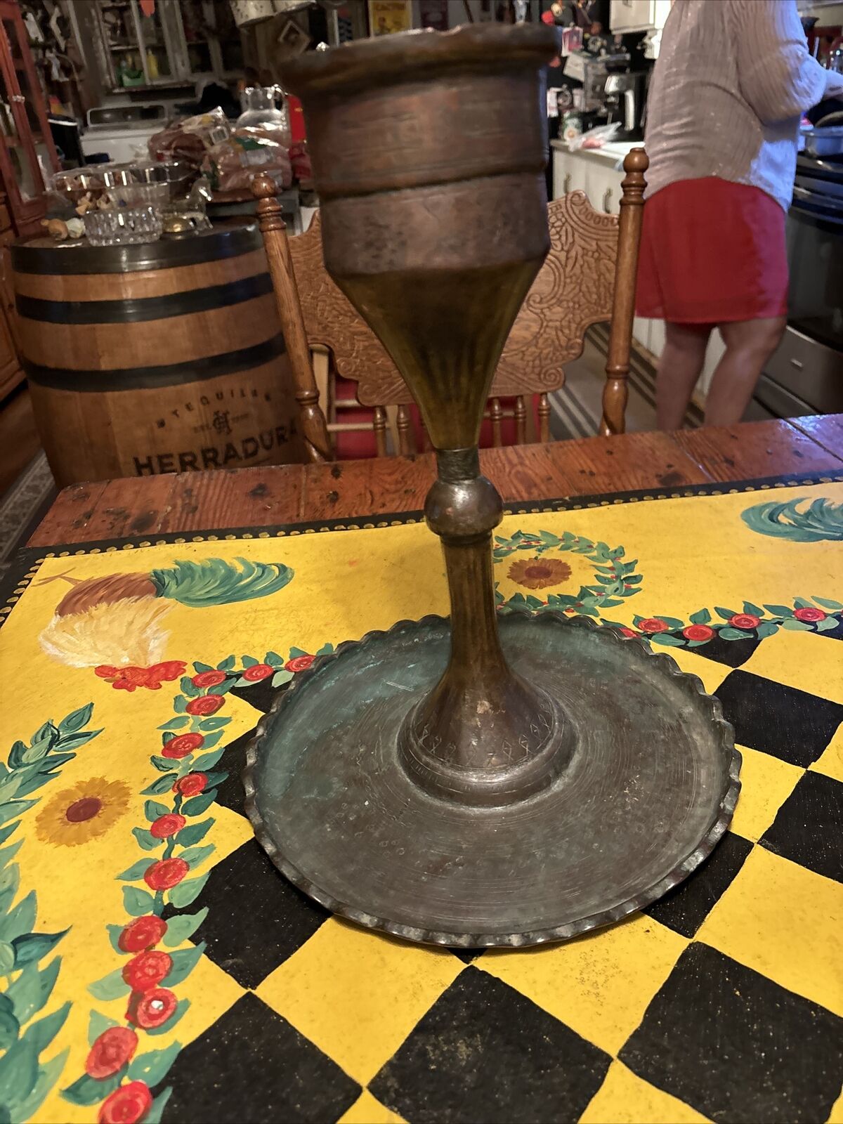 COPPER 18TH CENTURY BUTTER FAT GREASE LARD LAMP 14” Tall Hand Made Solid Copper