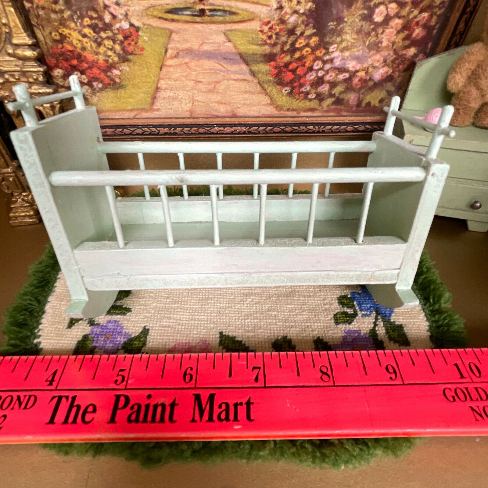 Antique Dollhouse BABY CRADLE Crib Early 1900s Wood Nursery Furniture Germany