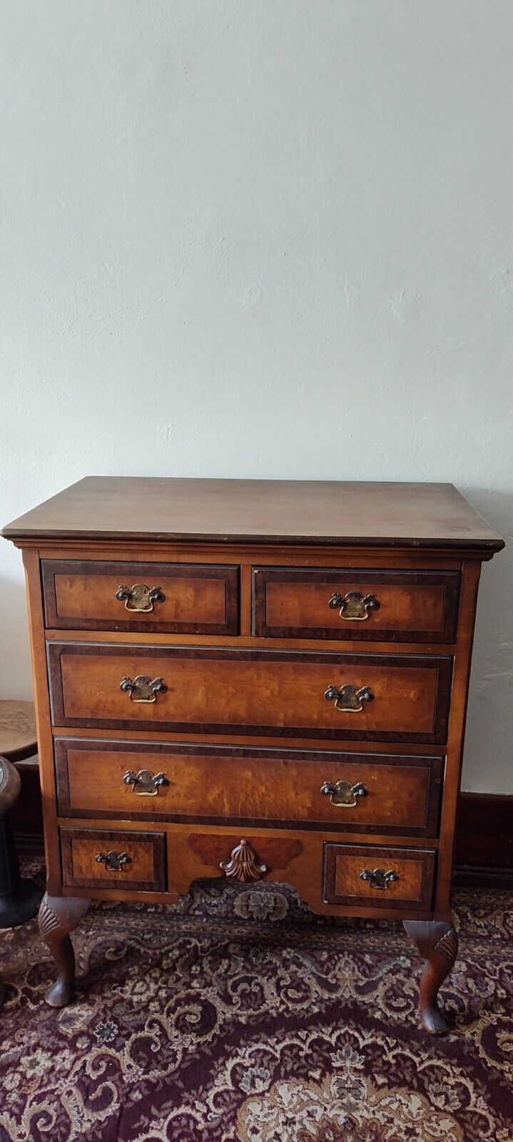 7 pc Antique Full Bedroom Set: Dresser, Vanity, Bed, Chest, Nightstand +seating 