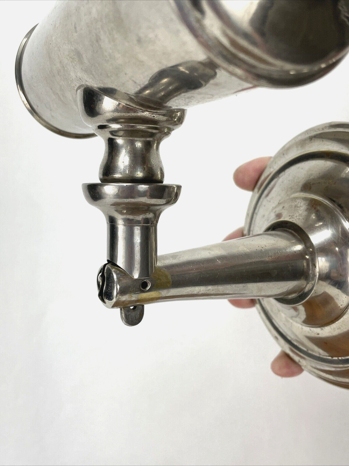 Antique 1879 WALL OR TABLE Oil Lamp Victorian Art Deco Lincoln Log Nickel Vtg