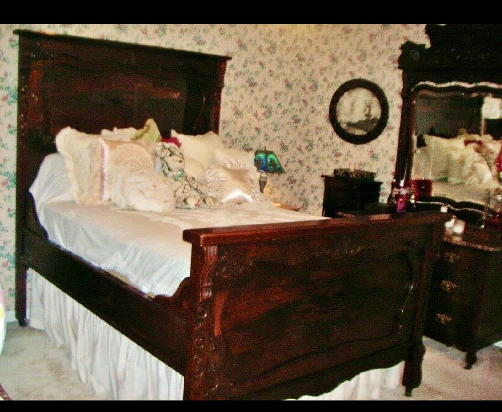 Antique Victorian Mahogany 3 Piece Marble Top Bedroom Suite Set 