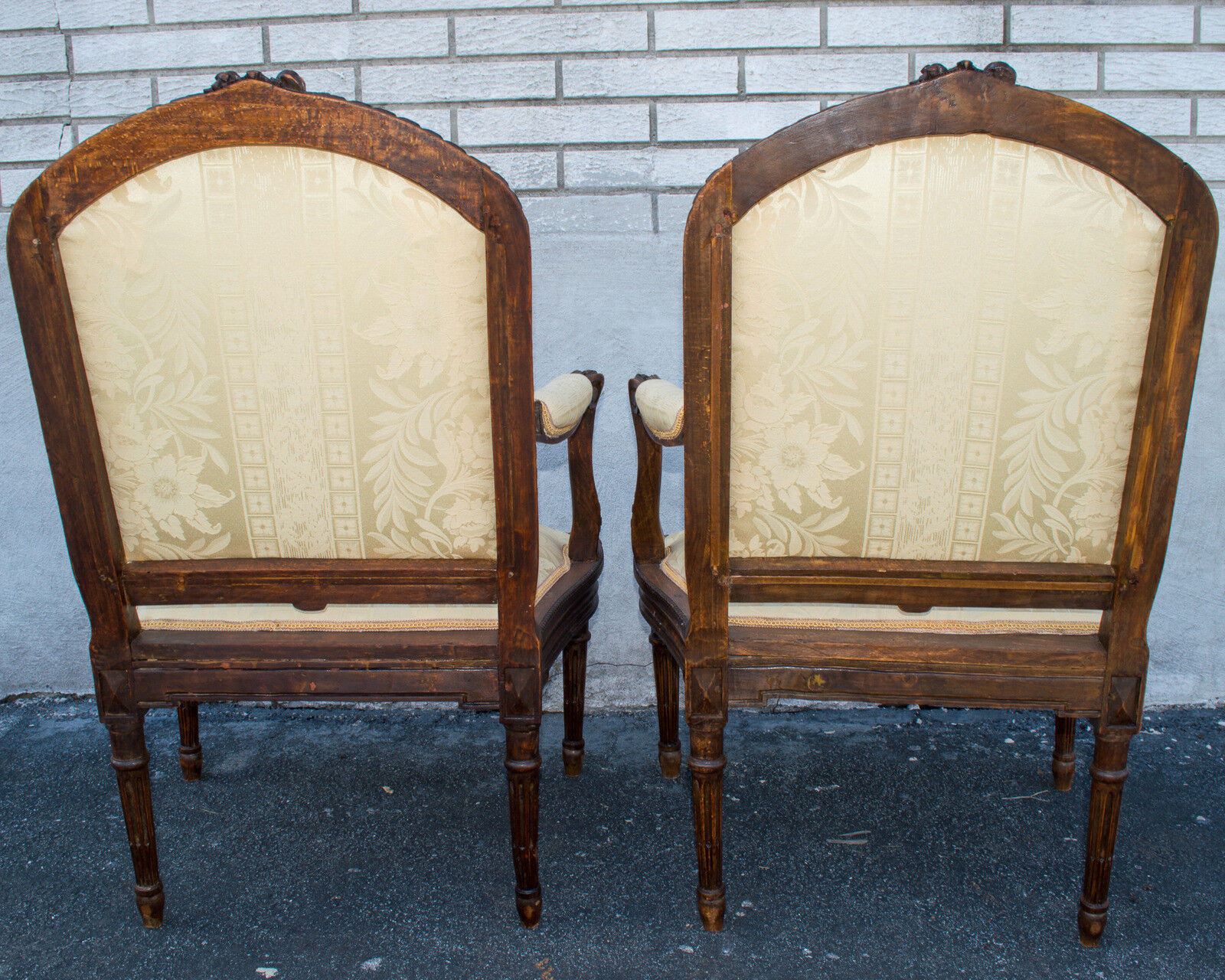 Pair of Late 18th Century French Berger Arm Chairs, Newly Upholstered & Restored