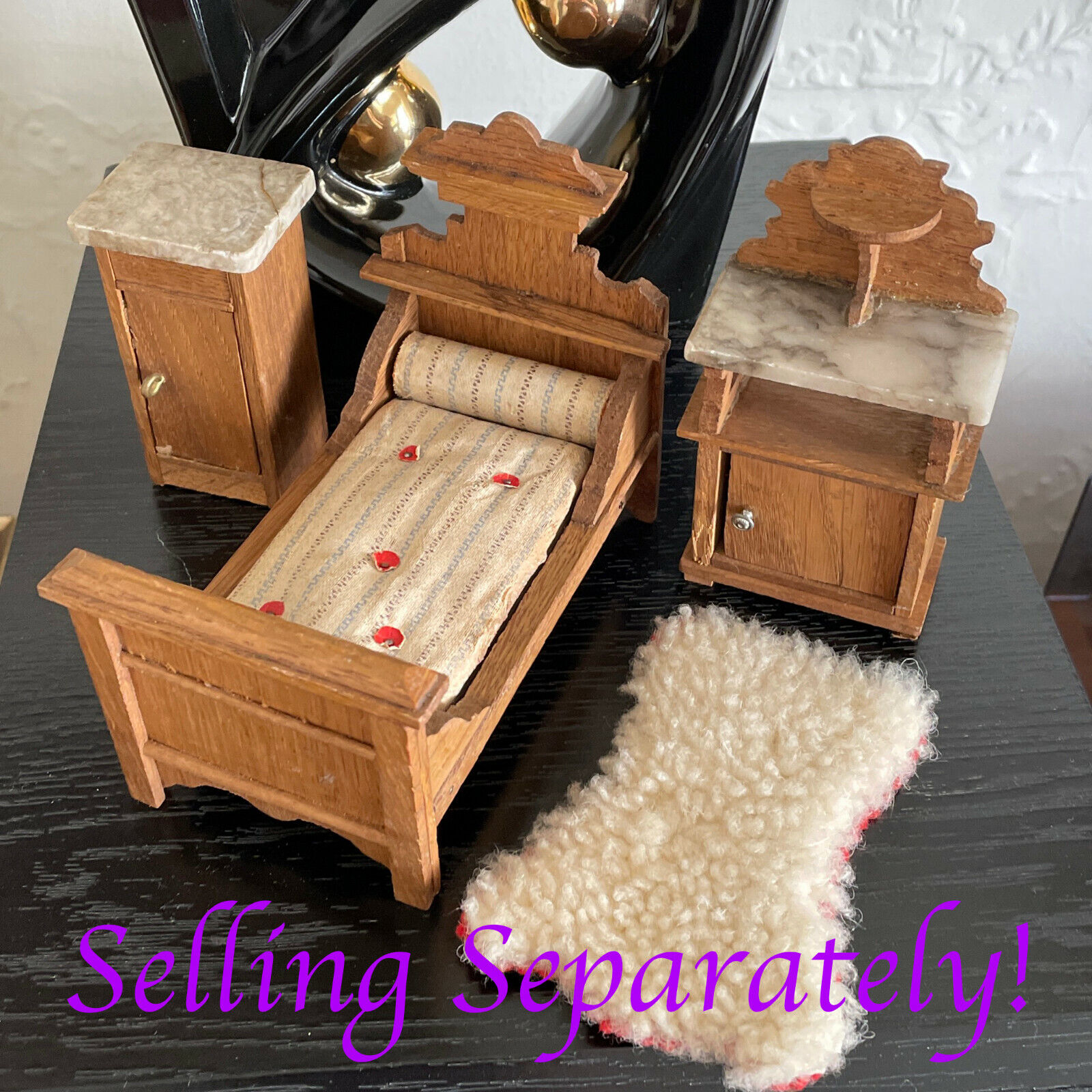 Antique Dollhouse BABY CRADLE Crib Early 1900s Wood Nursery Furniture Germany