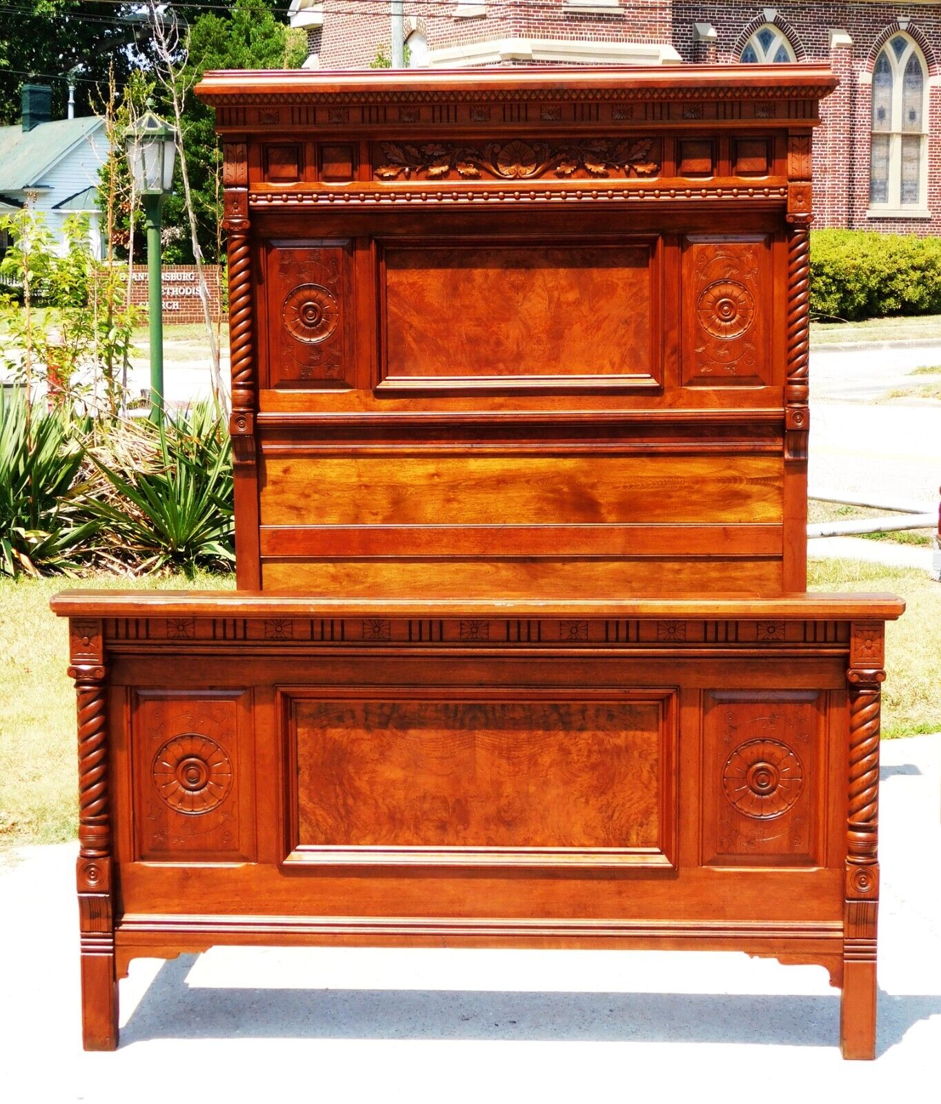 2 Piece Walnut Victorian Aesthetic Bed Room Set~~Bed~~Dresser