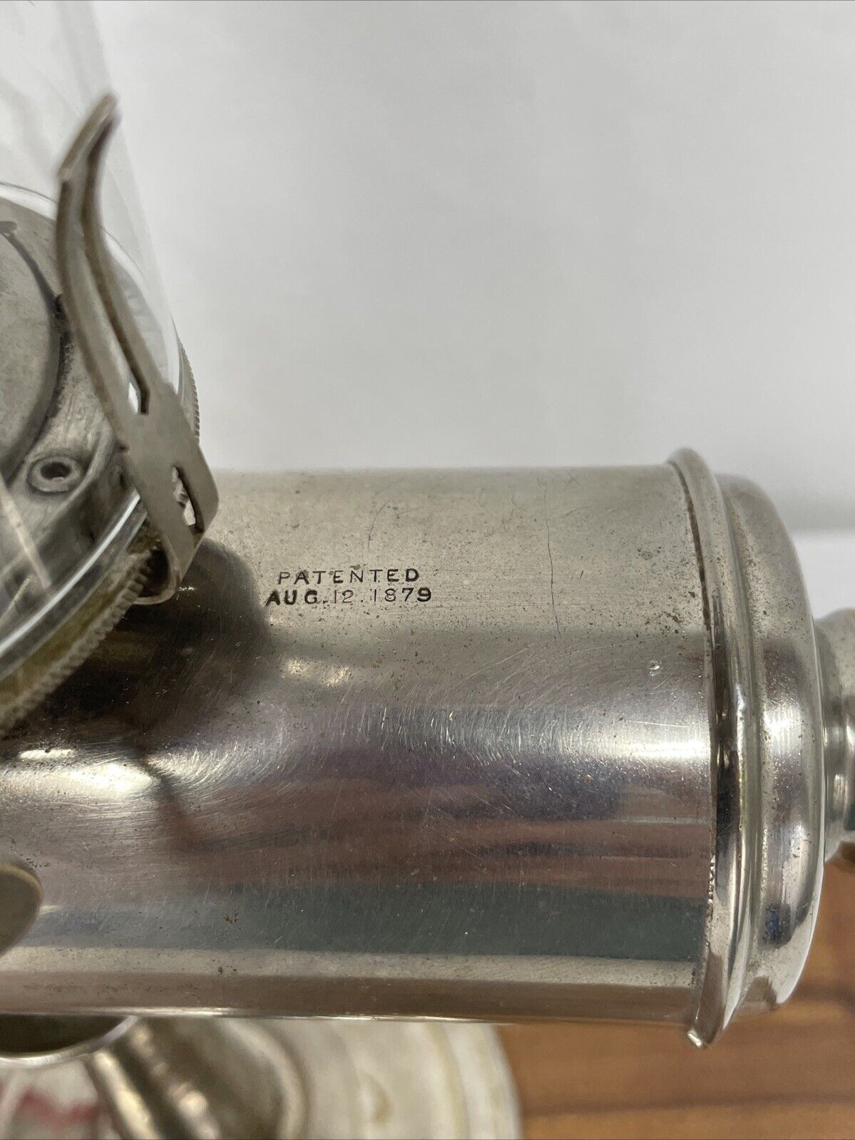 Antique 1879 WALL OR TABLE Oil Lamp Victorian Art Deco Lincoln Log Nickel Vtg