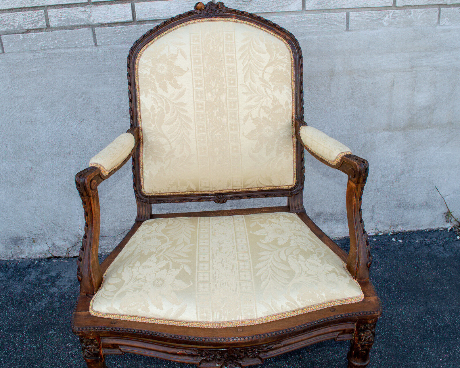 Pair of Late 18th Century French Berger Arm Chairs, Newly Upholstered & Restored