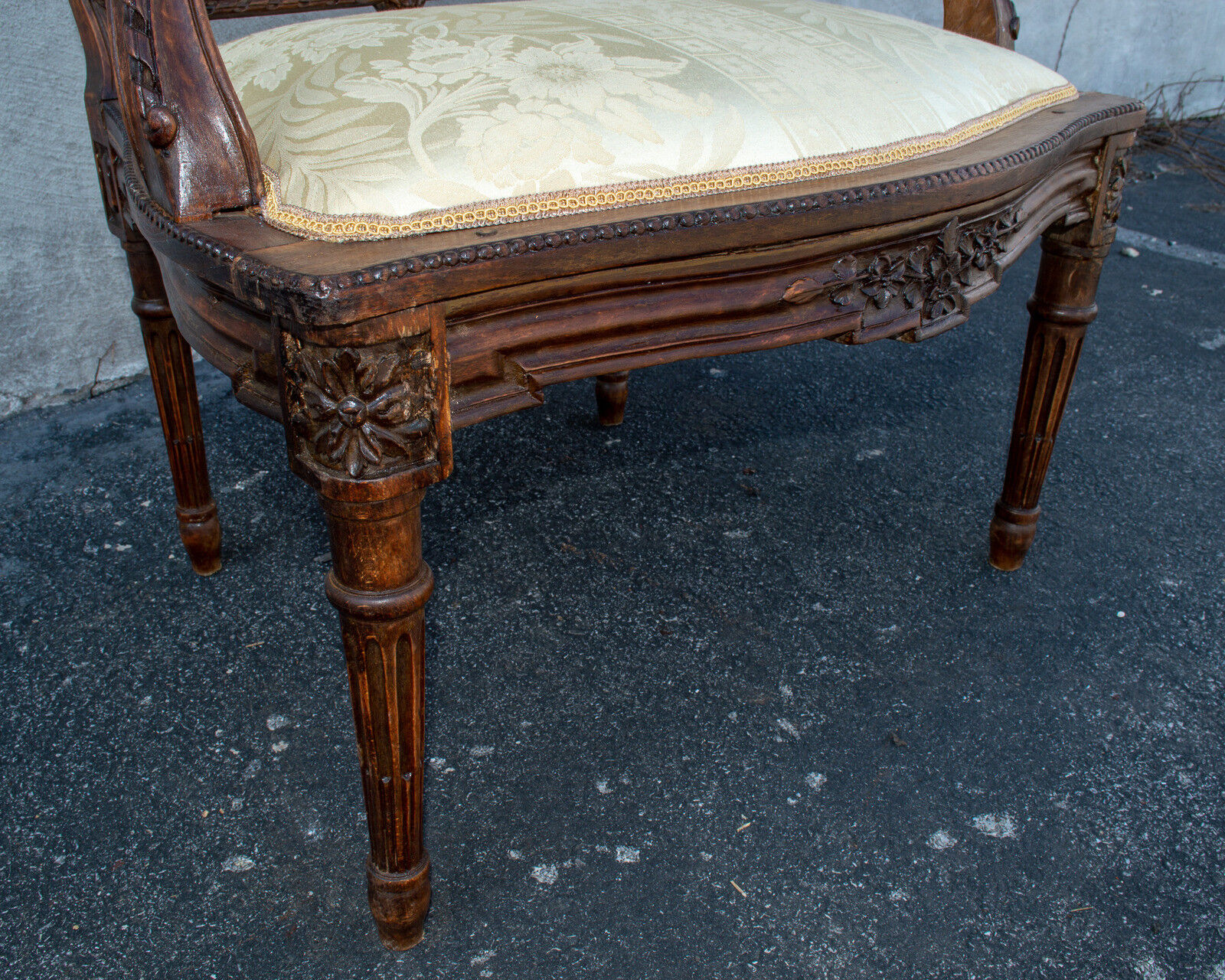Pair of Late 18th Century French Berger Arm Chairs, Newly Upholstered & Restored