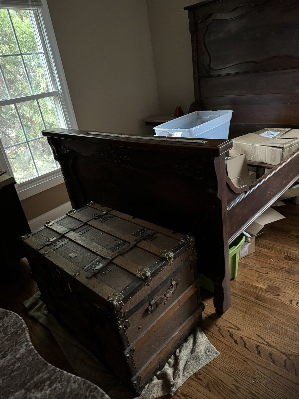 Antique Victorian Mahogany 3 Piece Marble Top Bedroom Suite Set 