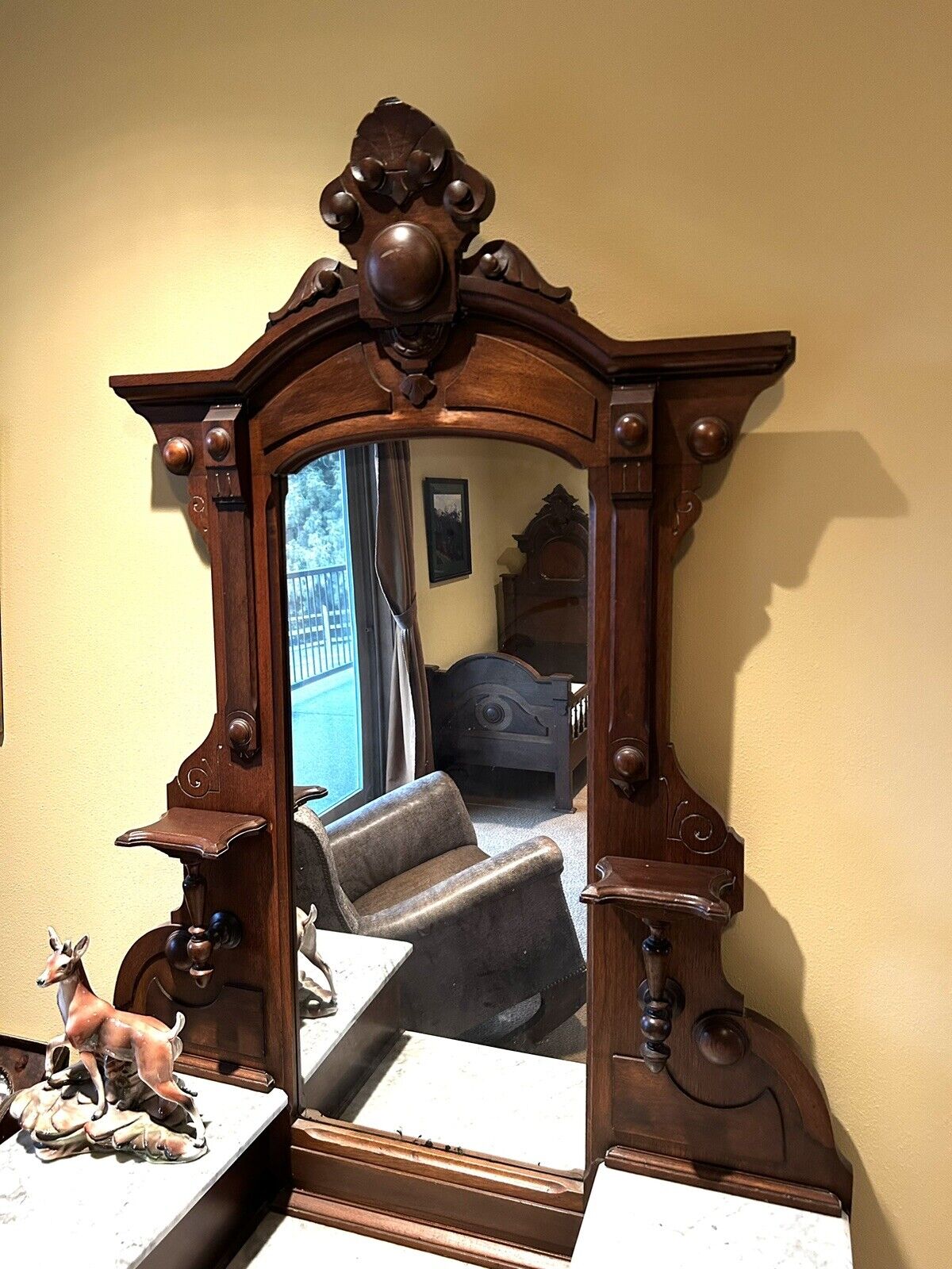 Antique Renaissance Revival Victorian Bedroom Set Headboard Footboard Dresser