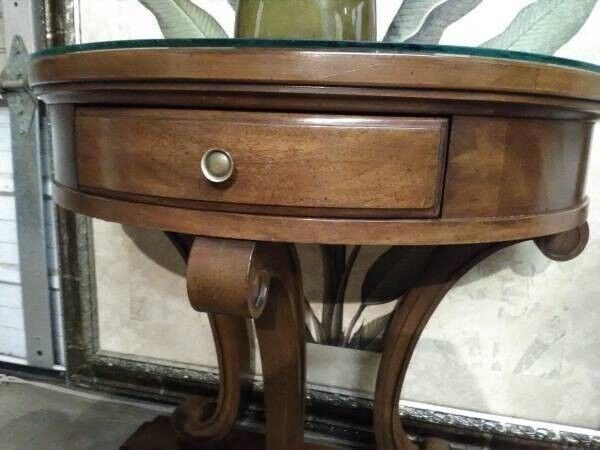 White Fine Furniture Drawer Demilune End Table 25x28 Half Moon Table