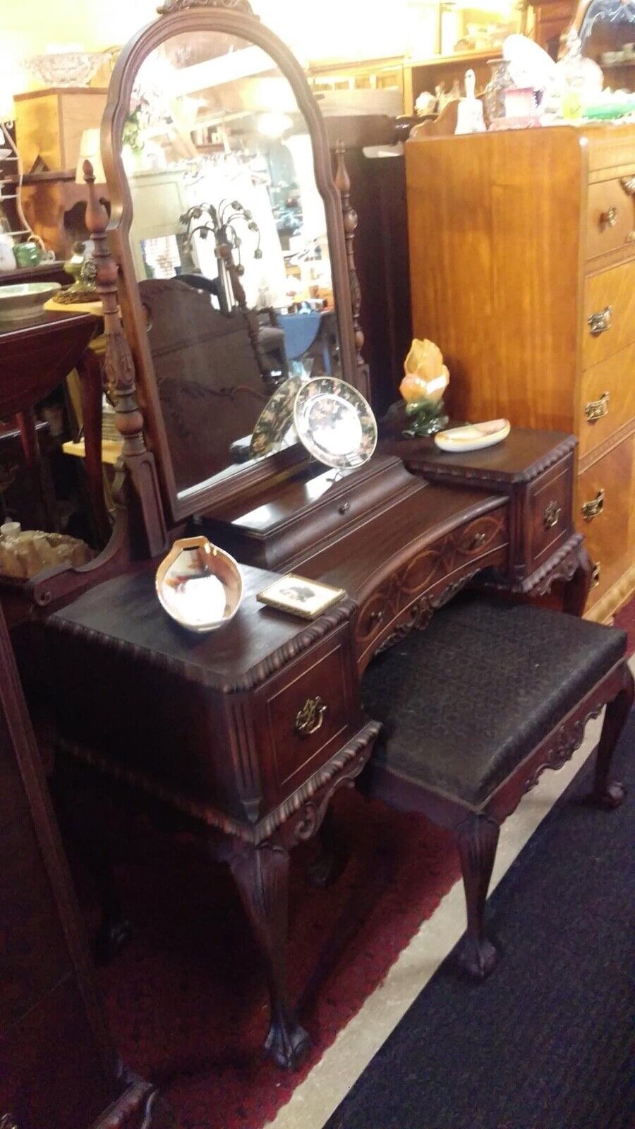 Antique Mahogany 5-Piece Bedroom Suite by Rockford Cabinet Company 1900-1950