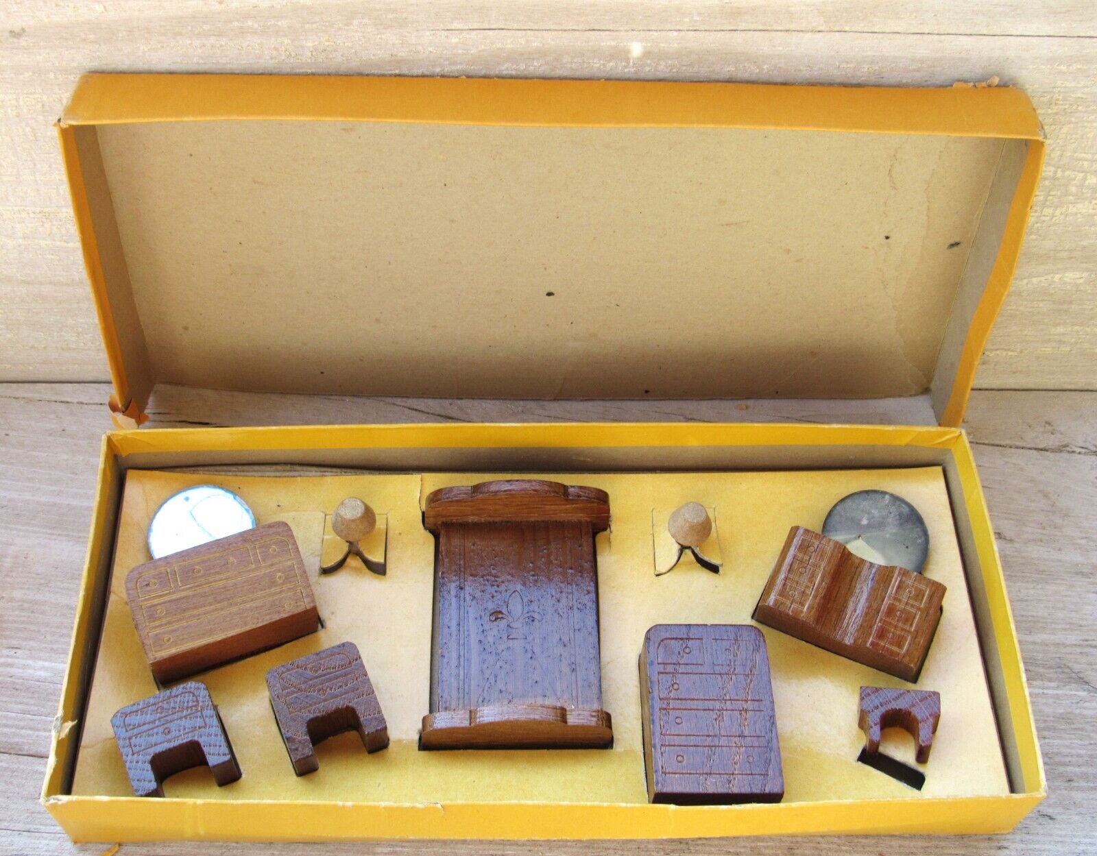 Vintage Wood Bedroom Room Set in the Original Box #172 1930's 1940