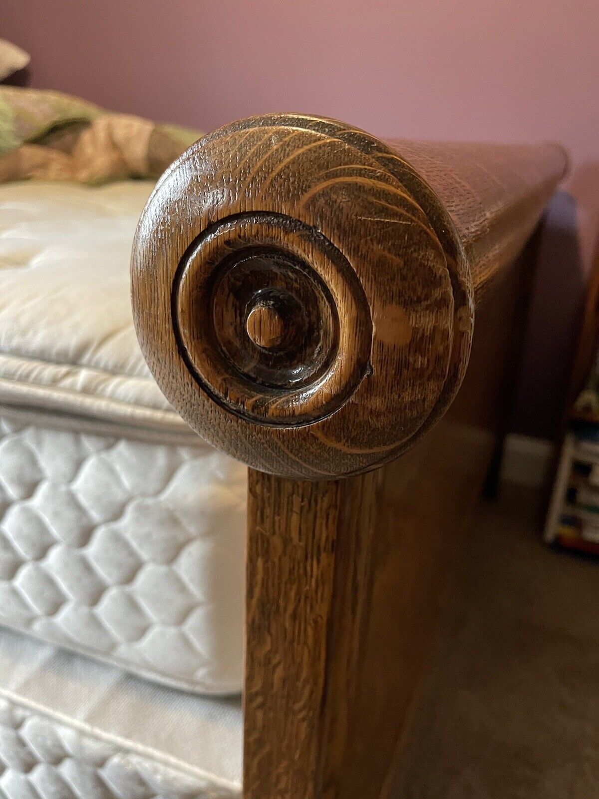 Antique Solid Oak Bedroom Set Double/Full Bed Dresser w/Mirror Wash Stand