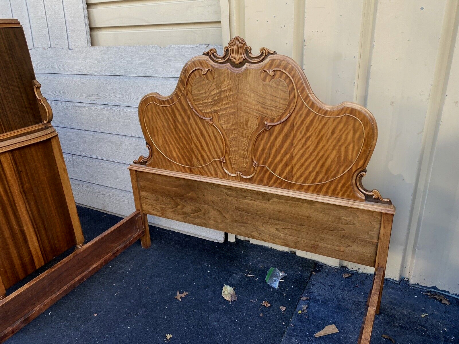 64898   Antique Walnut Bedroom Set High chest Dresser w/ mirror vanity bed