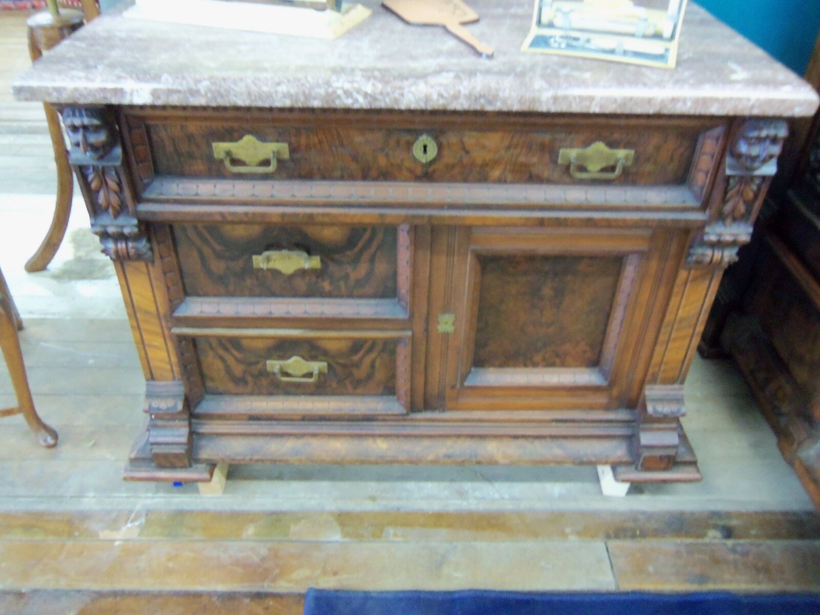 Victorian 3 pc Bedroom set New York Exposition Walnut Burl Great Carvings