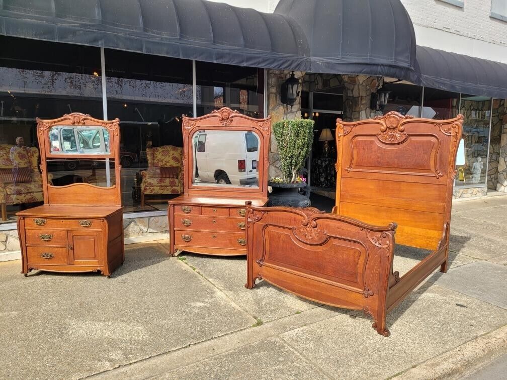 Outstanding Oak Bedroom Set 19th century