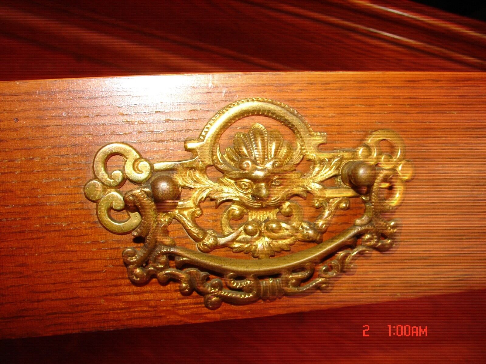 Antique Golden Oak Carved 3 Pc. Bedroom Set - Original Condition