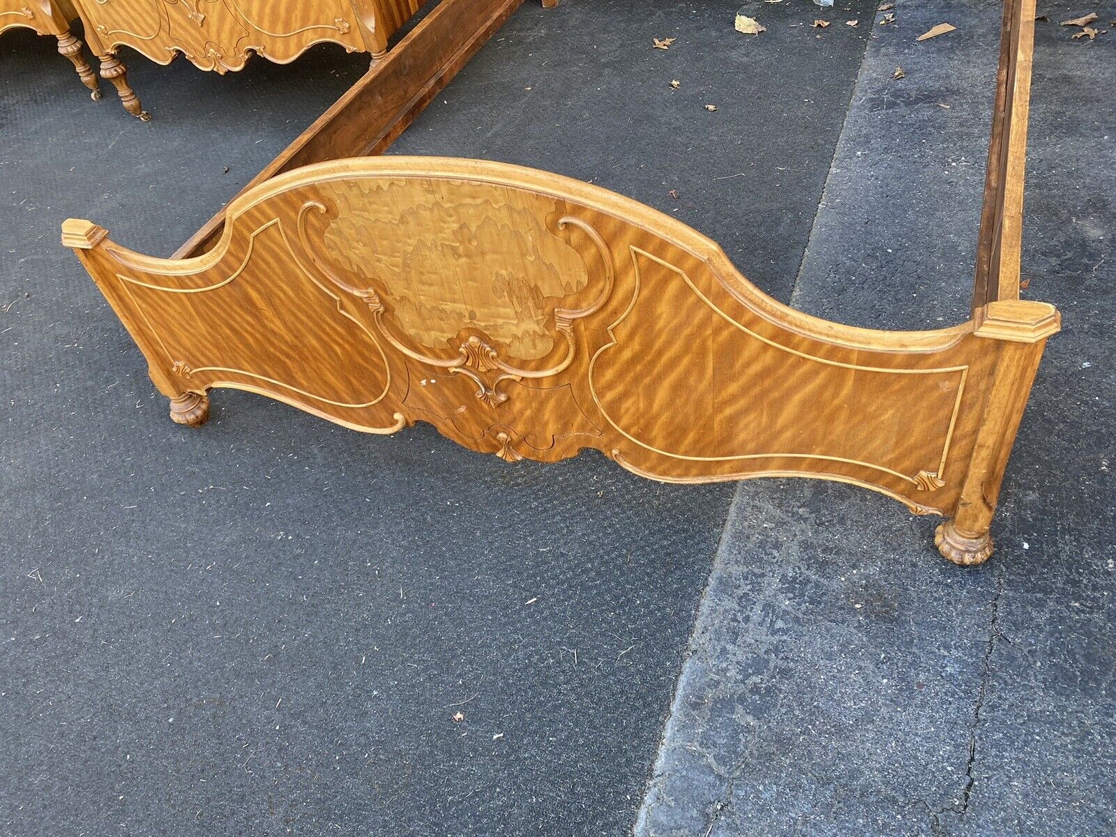 64898   Antique Walnut Bedroom Set High chest Dresser w/ mirror vanity bed