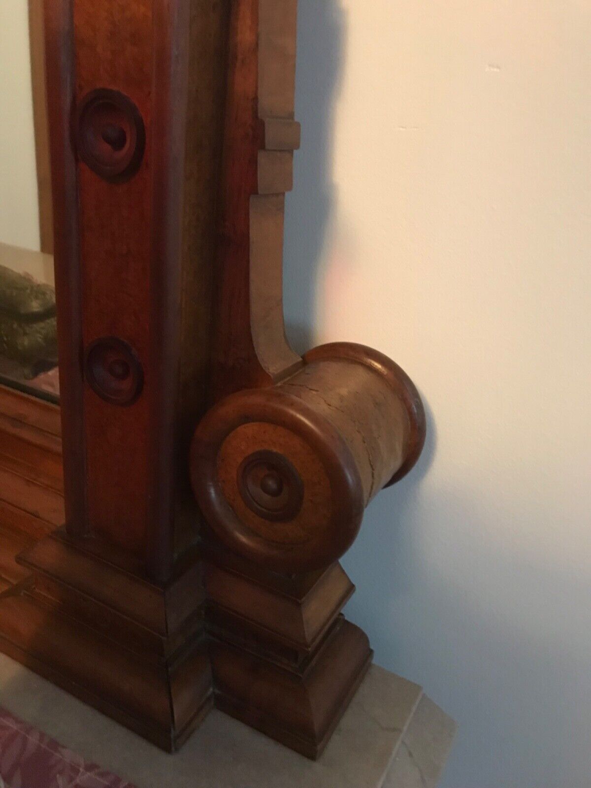 5pc Victorian Marble Top Bedroom Suite Walnut/Burl