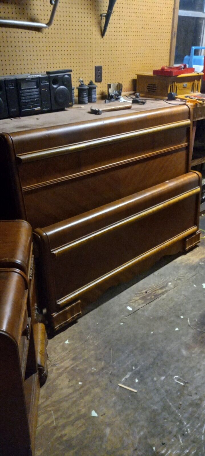 5 Piece Antique  Bedroom Set  Armoire Vanity Headboard Footboard  Knightstands 