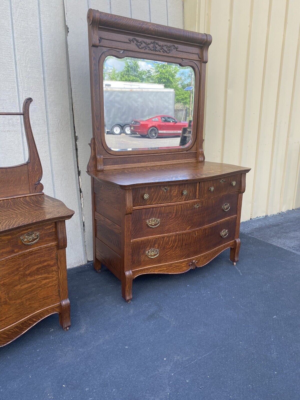 65563   Antique Victorian 3 Piece Bedroom Set Bed, Dresser w/ mir. +  Washstand