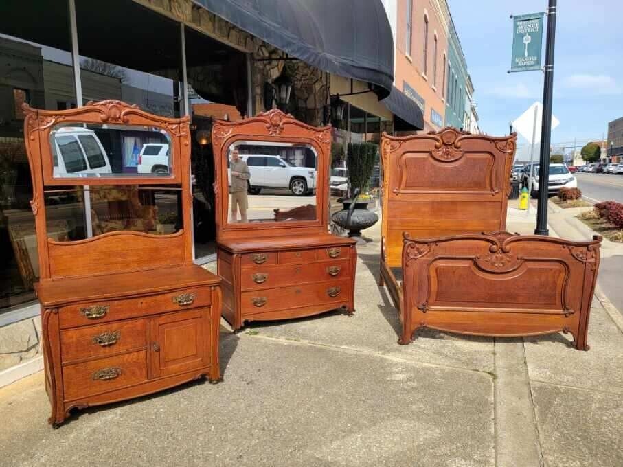 Outstanding Oak Bedroom Set 19th century