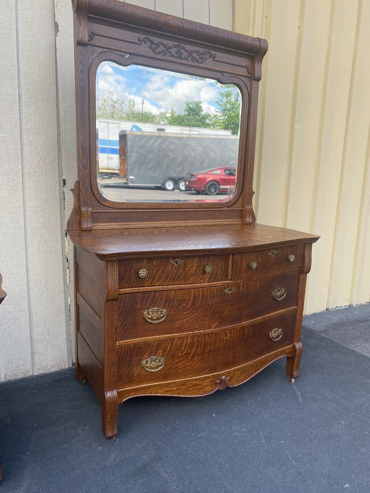 65563   Antique Victorian 3 Piece Bedroom Set Bed, Dresser w/ mir. +  Washstand