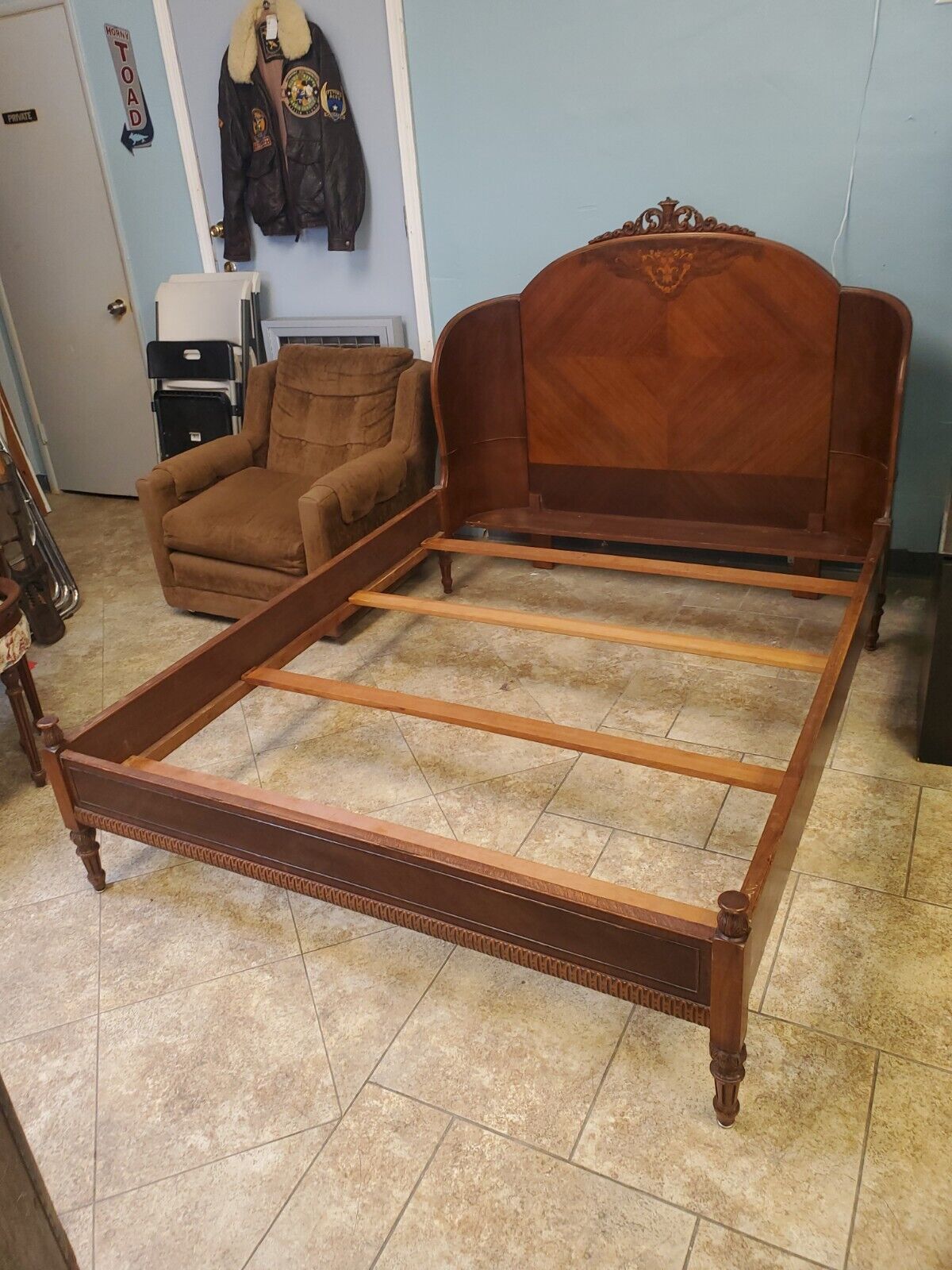 8 Pcs Antique 30's Waterfall Full Size Bedroom Furniture Set Unique See Pictures