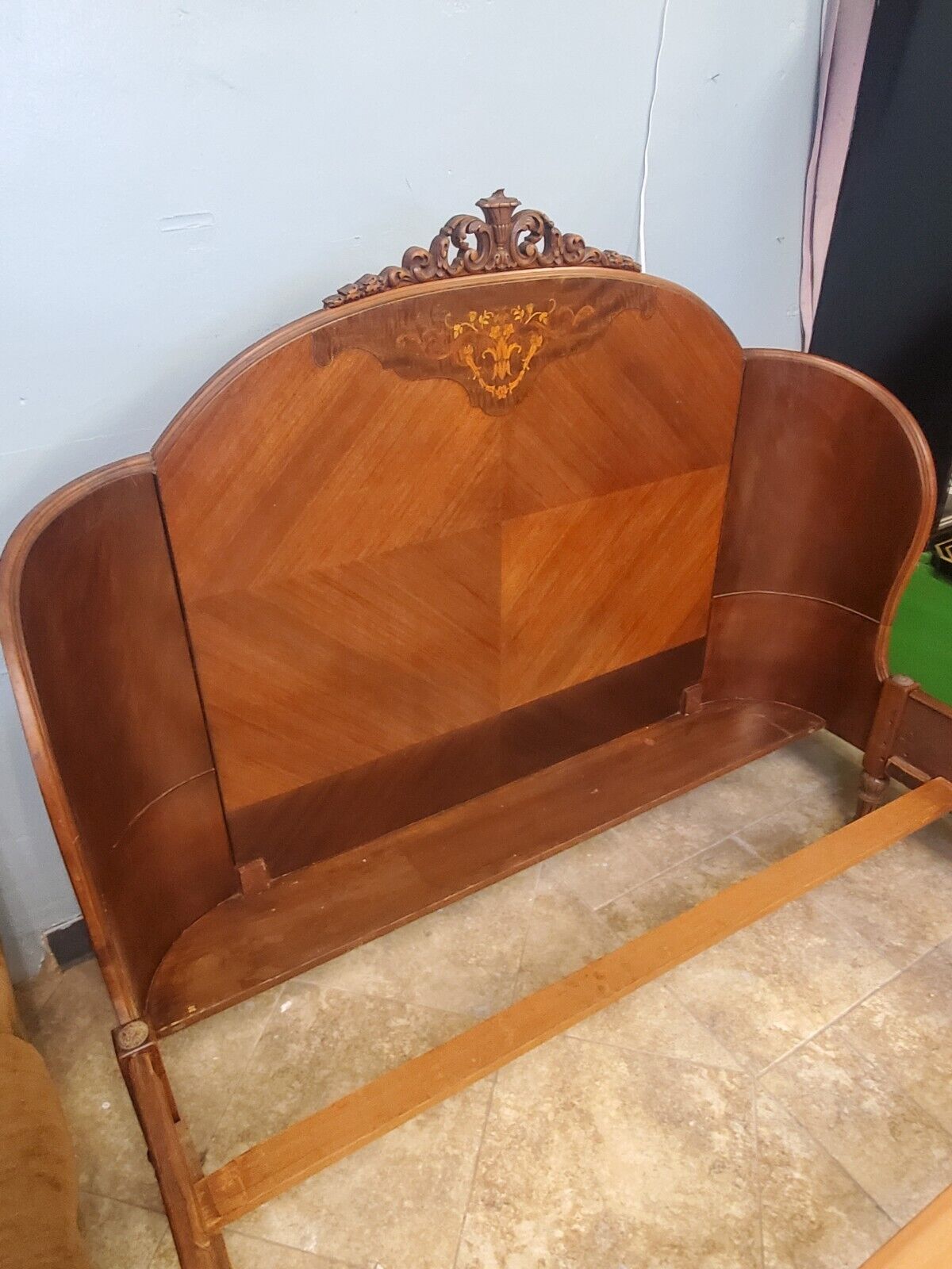 8 Pcs Antique 30's Waterfall Full Size Bedroom Furniture Set Unique See Pictures