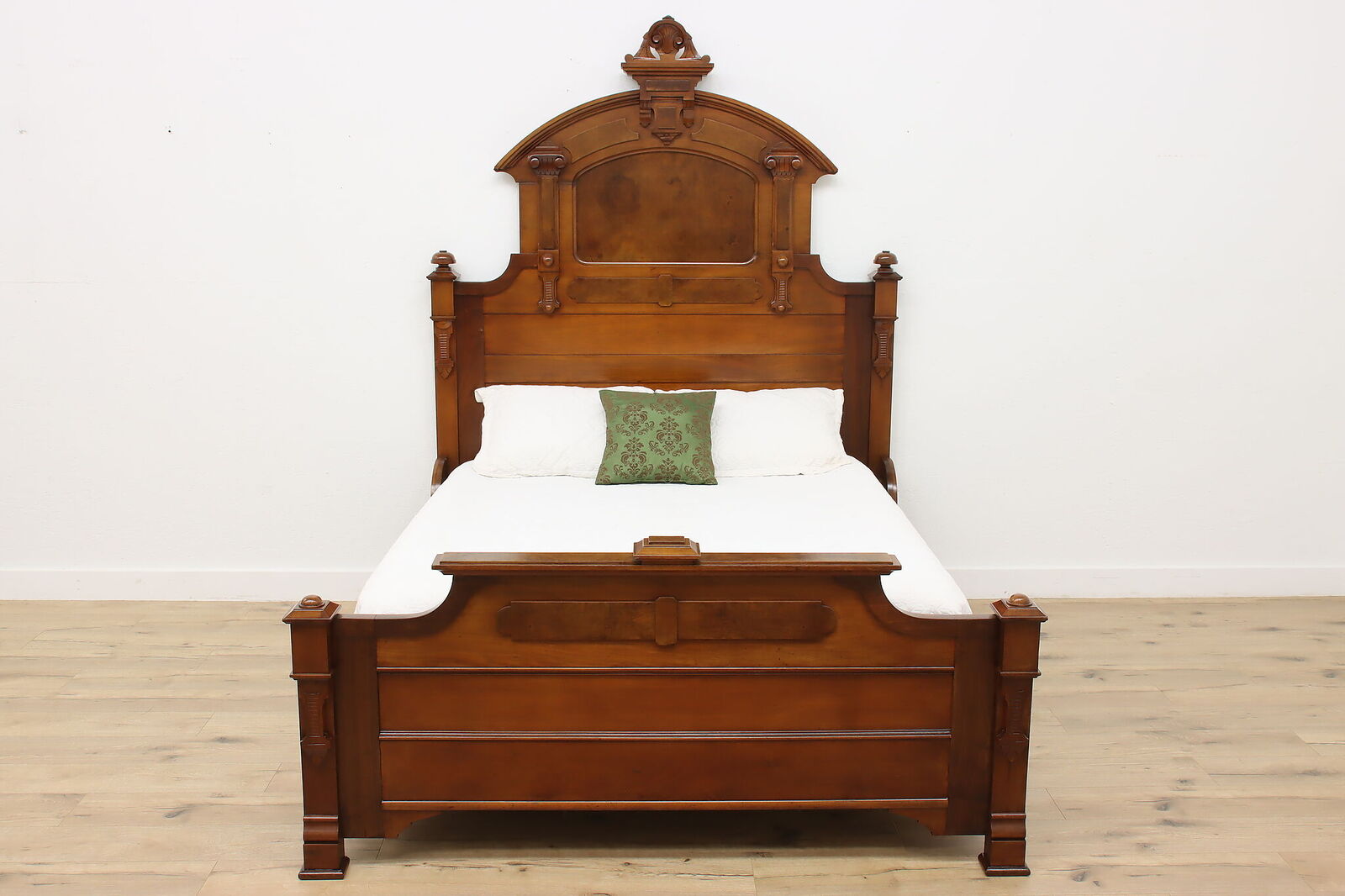 Victorian Antique 2 Pc Carved Walnut Bedroom Set, Queen Size #48646