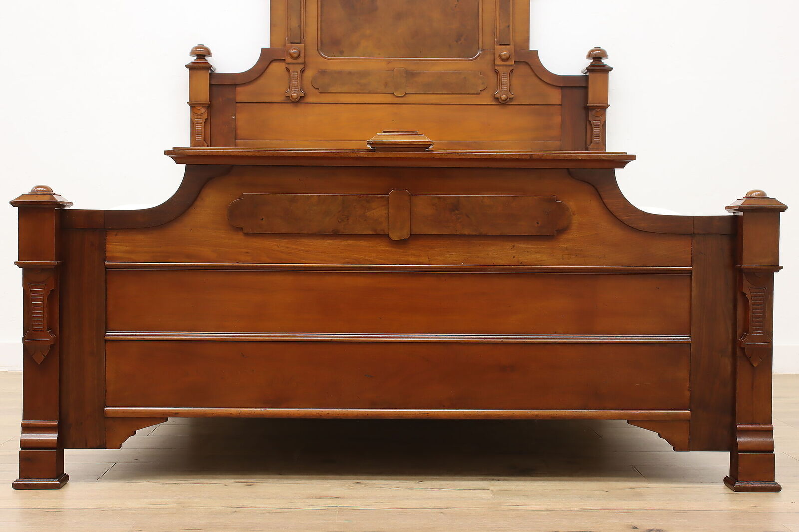Victorian Antique 2 Pc Carved Walnut Bedroom Set, Queen Size #48646