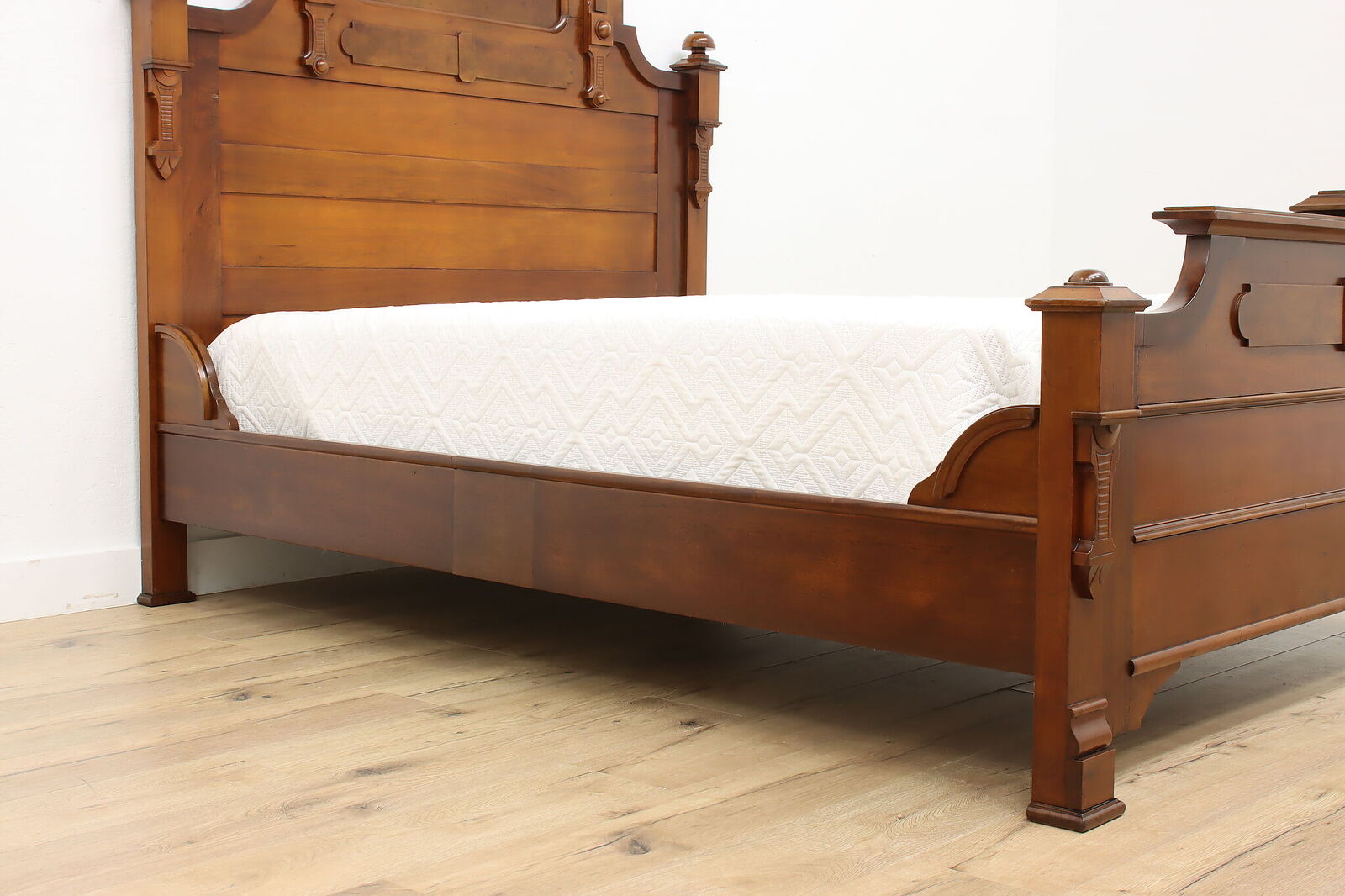 Victorian Antique 2 Pc Carved Walnut Bedroom Set, Queen Size #48646