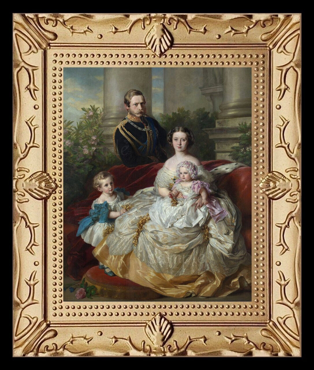 Royal 1800's Family Miniature Dollhouse Art Picture 8265