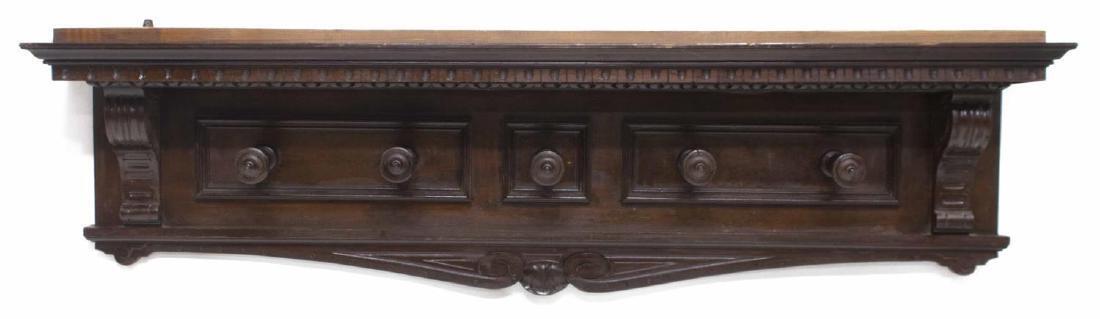 Antique Hat Rack,Wall, Renaissance Revival Style Carved Wood, 5 Pegs, 1800's!!