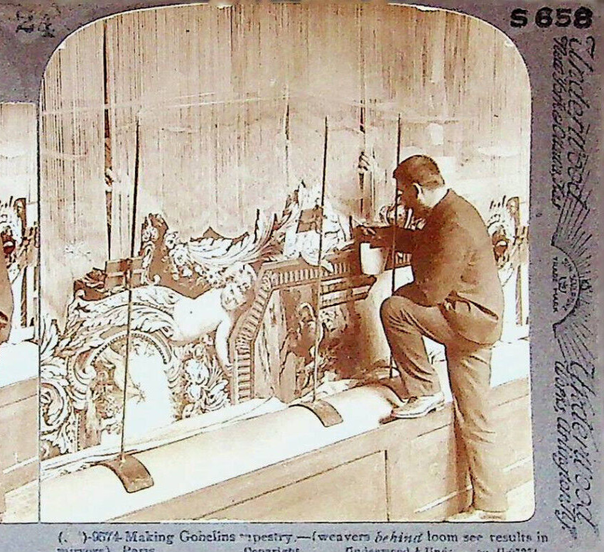 Antique Weaver Gobelins Paris Stereoview Photograph