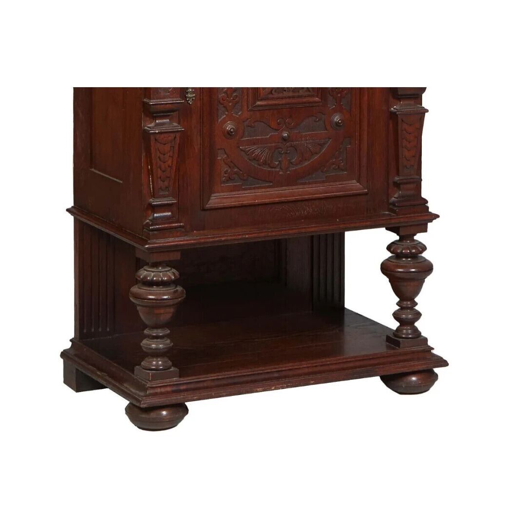 Antique Cabinet, Continental Carved Oak Renaissance Style, Relief Carved, 1800s!