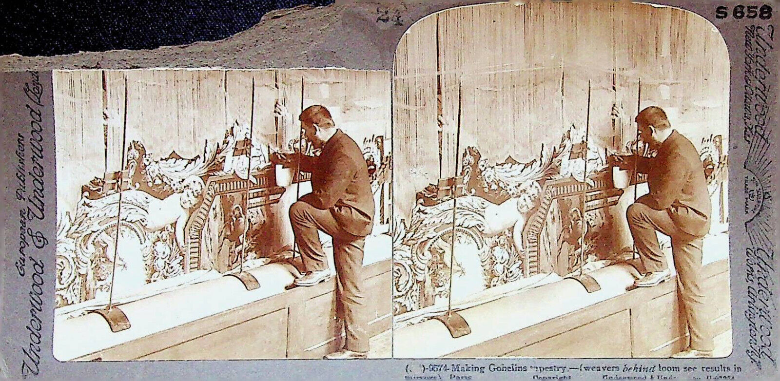 Antique Weaver Gobelins Paris Stereoview Photograph
