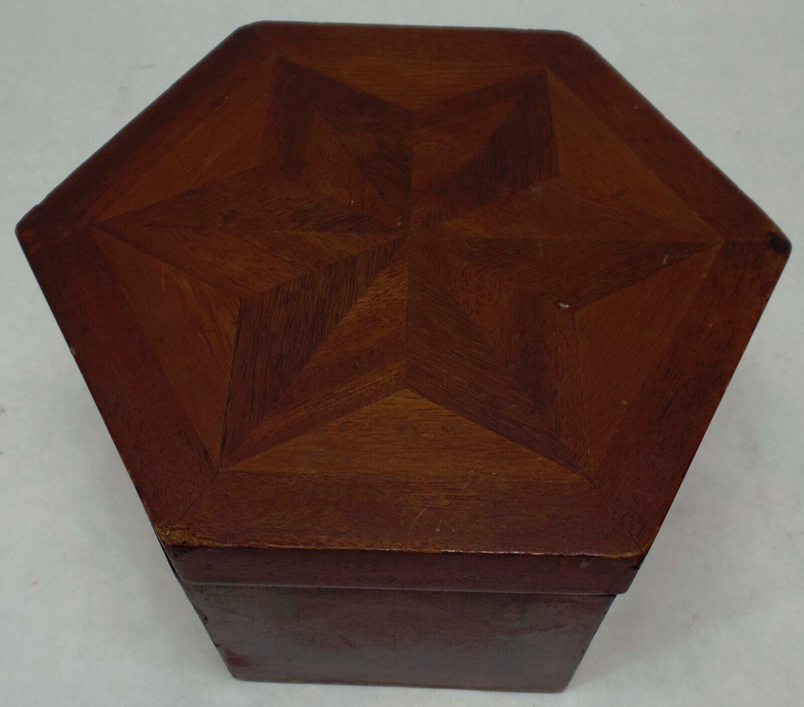 Antique Wooden Jewelry Trinket Sewing Wood Box Inlay Vintage 1800's Velvet Lined